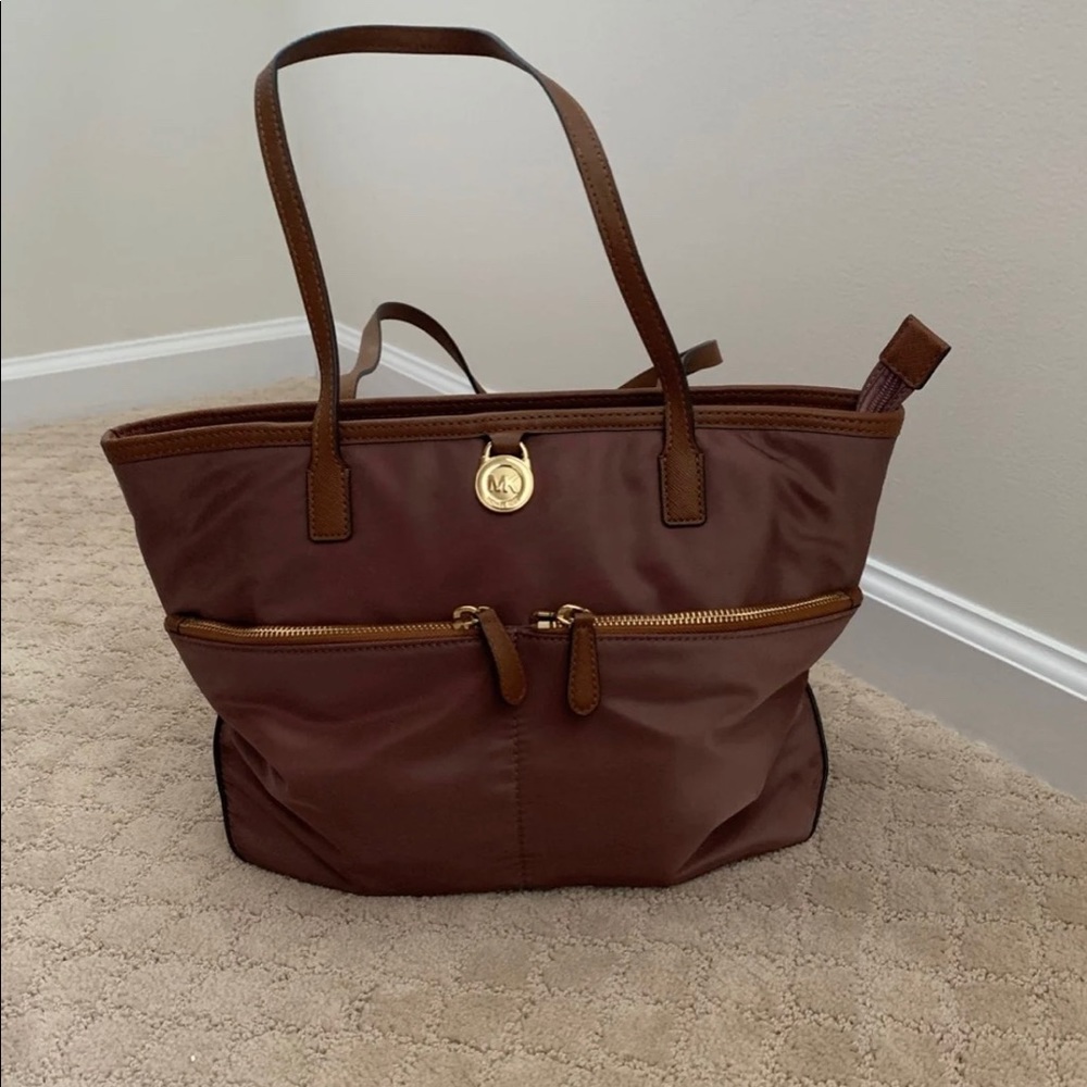 Michael Kors brown kempton medium nylon tote/purse
